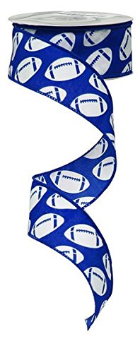 1.5"X10yd Diagonal Football - White/Royal Blue