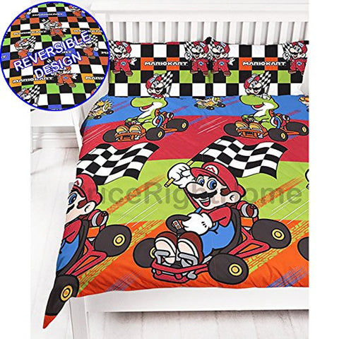 Nintendo Mario Champs Double Rotary Duvet Set (NINCMPDD001) - 200cm x 200cm (78in x 78in) Pillowcase size: 48cm x 74cm (19in x 29in)