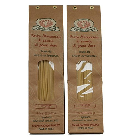 Rustichella d'Abruzzo Pasta, Durum Wheat in Brown Paper Bag, Chitarra, 500 gr/1.1 lb