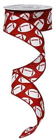 1.5"X10yd Diagonal Football - White/Crimson