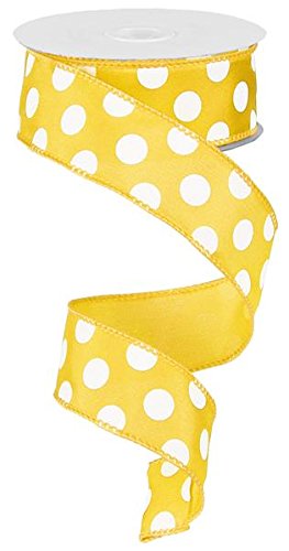 1.5"X10yd Large Polka Dot - Yellow/White