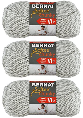 Bernat Softee Chunky Yarn - Solid Grey Ragg 108 Yards 3.5 OZ
