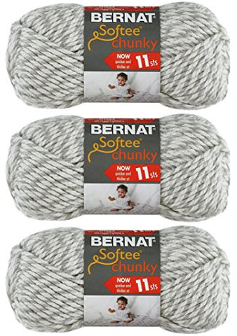 Bernat Softee Chunky Yarn - Solid Grey Ragg 108 Yards 3.5 OZ
