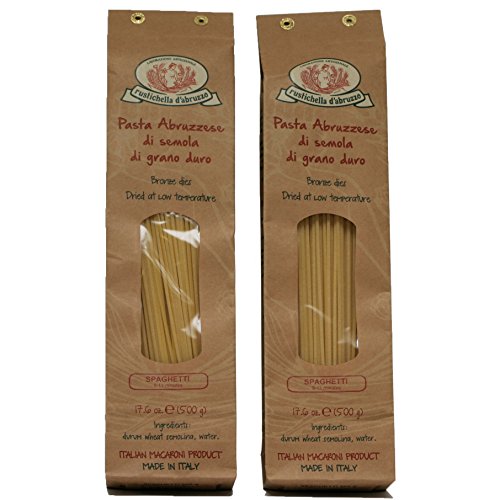 Rustichella d'Abruzzo Pasta, Durum Wheat in Brown Paper Bag, Spaghetti, 500 gr/1.1 lb