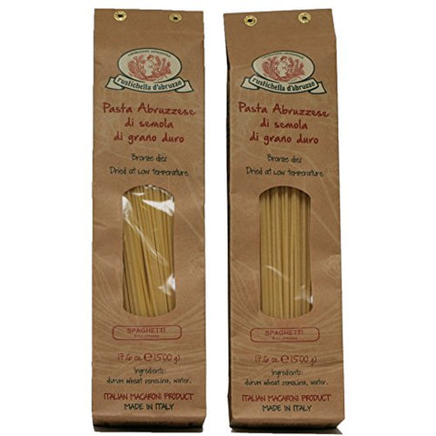 Rustichella d'Abruzzo Pasta, Durum Wheat in Brown Paper Bag, Spaghetti, 500 gr/1.1 lb