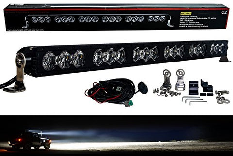 OZ-USA HD Series 30" 180w High Output LED Halo Rings Advance Optic Anti-Glare Lens Single Row Light Bar Off Road Fog lights