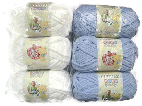 Bernat Baby Blanket Yarn White 72 Yards and Bernat Baby Blanket Yarn Baby Blue 72 Yards 3.5 OZ