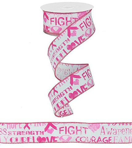 1.5"X10yd Breast Cancer - White/Pink