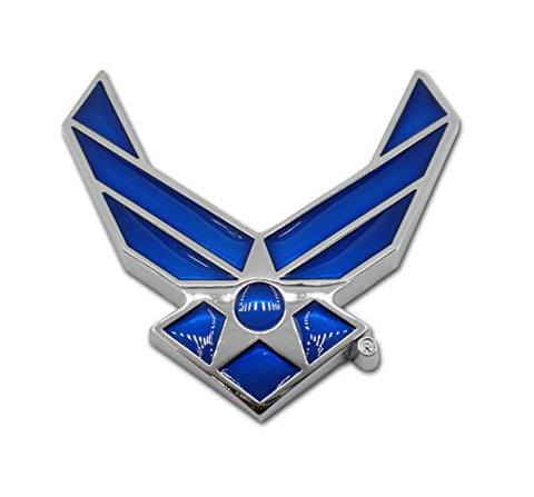 US Air Force Wings Blue Chrome Emblem