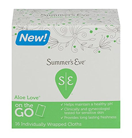 Summer's Eve Sensitive Skin Cloth, Aloe Love Cleansing ,16ct