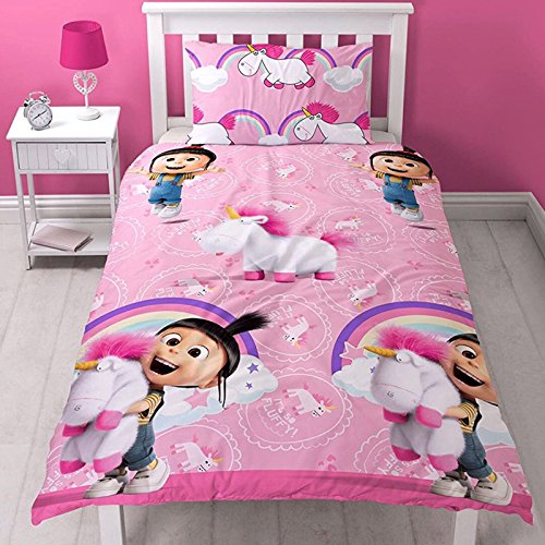 Despicable Me Minions Daydream Single Rotary Duvet Set (UDMDDMDS002)  - 135cm x 200cm (53in x 78in) Pillowcase size approx: 48cm x 74cm (19in x 29in) White and Pink