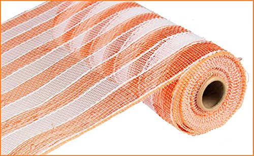 10"X10yd Stripe Mesh -
 Orange/White