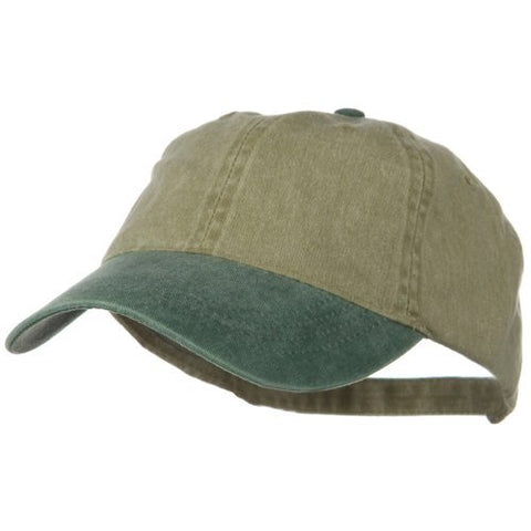 Otto, Washed Two Tone Pigment Dyed Cotton Twill Brass Buckle Cap - Dark Green Khaki (fitting up to XL size)