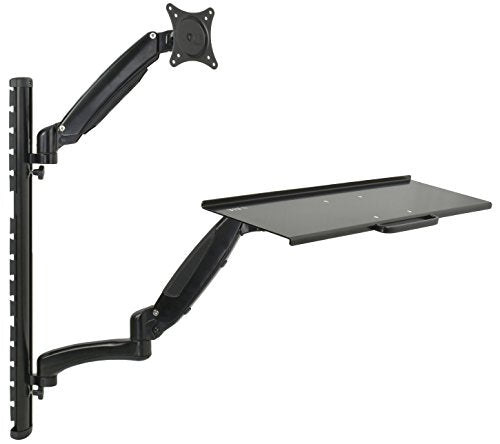 Sit-Stand Wall Mount Gas-Spring Adjustable Monitor Keyboard Workstation, Dimensions 28.75"x10"x4.5"