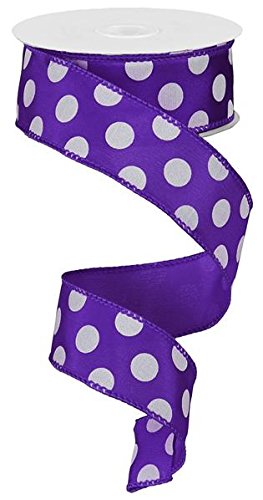 1.5"X10yd Large Polka Dot - Purple/White