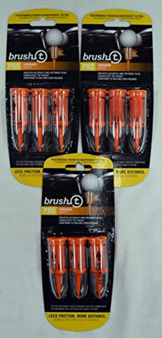 Brush T Oversize 2.4" Golf Tees - Orange - 3 Packs of 3 - 11902