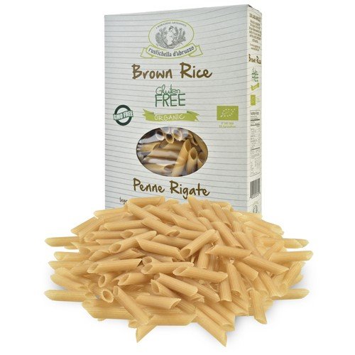 Rustichella d'Abruzzo Pasta, Organic Gluten Free in Box, Brown Rice Penne Rigate, 250 gr/8.8 oz