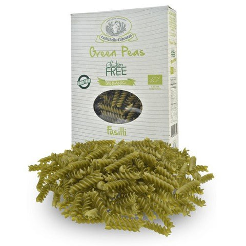 Rustichella d'Abruzzo Pasta, Organic Gluten Free in Box, Green Pea Fusilli, 250 gr/8.8 oz
