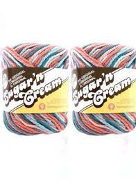 Lily Sugar'n Cream Yarn - Ombre Coral Seas 95 Yards 2 OZ