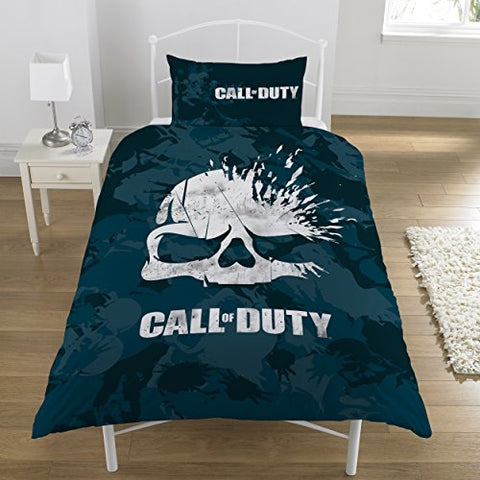 Call of Duty Broken Skull Camo Single Duvet Set - 137cm x 198cm (54in x 78in) Pillowcase size: 50cm x 75cm (20in x 29.5in) Black / Blue