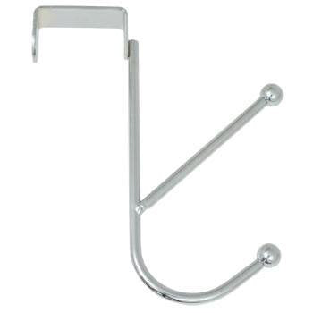 Essentials Chrome-Plated Over-the-Door Double Hooks, Silver Metal