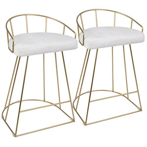 Canary Counter Stool - Set of 2, Gold/White
