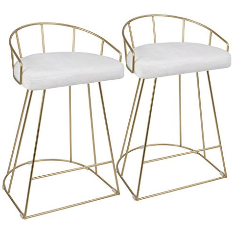 Canary Counter Stool - Set of 2, Gold/White