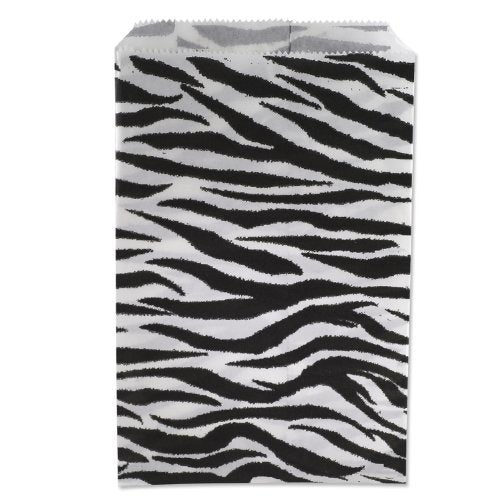 100pcs Zebra Printed Paper Gift Bag, 8 1/2''W x 11''H