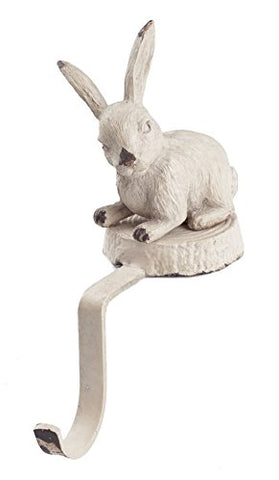 6-1/4"H Metal & Resin RabbitHook, Antique White Finish