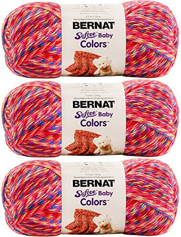 Bernat Softee Baby Colors Yarn Pink Rainbow 310 Yards 4.2 OZ