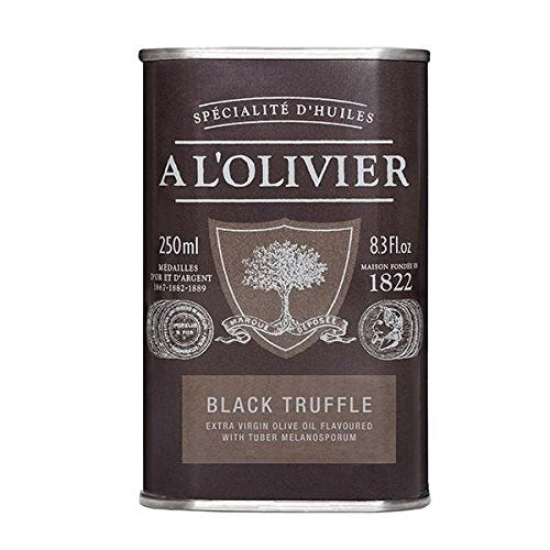A L'olivier Extra Virgin Olive Oil Infused With Black Truffle 250ml/ 8.45 Oz Tin