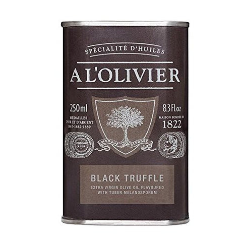 A L'olivier Extra Virgin Olive Oil Infused With Black Truffle 250ml/ 8.45 Oz Tin