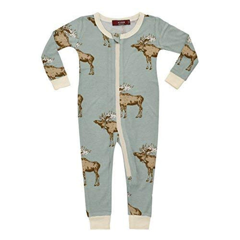 Bamboo Zipper Pajama, Blue Moose, 9-12M