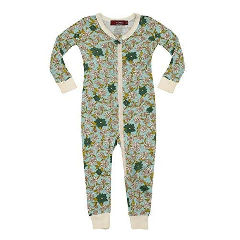 Bamboo Zipper Pajama, Blue Floral, 12-18M