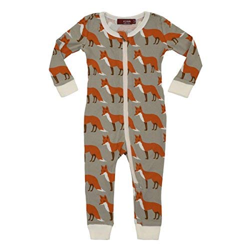 Organic Zipper Pajama, Orange Fox, 3-6M