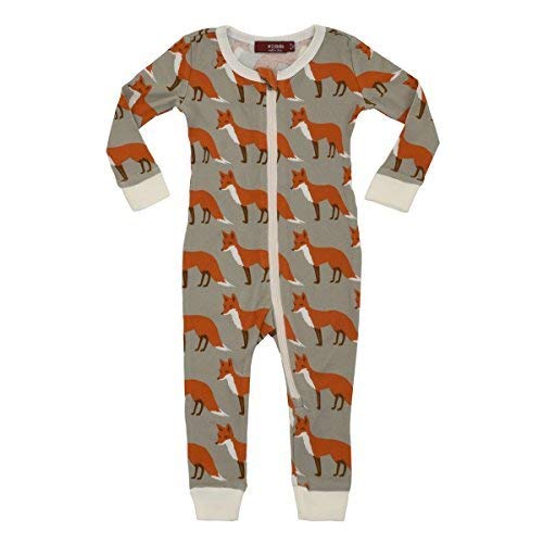 Organic Zipper Pajama, Orange Fox, 9-12M