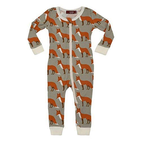 Organic Zipper Pajama, Orange Fox, 9-12M