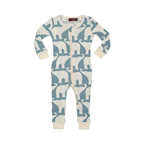 Organic Zipper Pajama, Blue Elephant, 6-9M