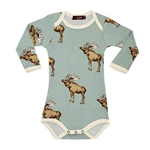 Bamboo Long Sleeve One Piece, Blue Moose, 6-12M