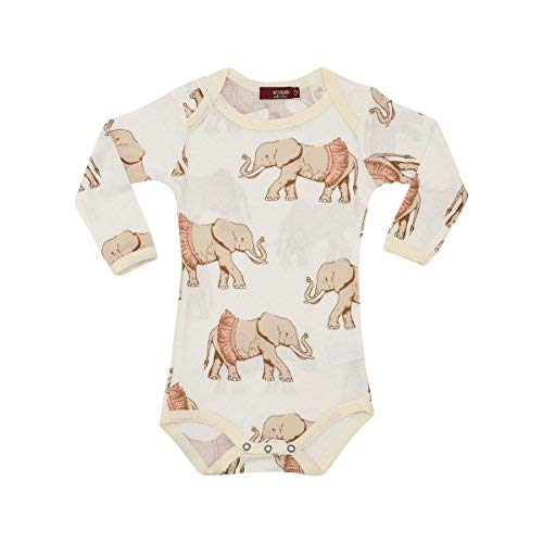 Bamboo Long Sleeve One Piece, Tutu Elephant, 3-6M