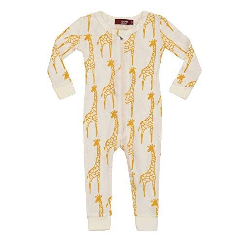 Organic Zipper Pajama, Yellow Giraffe, 12-18M