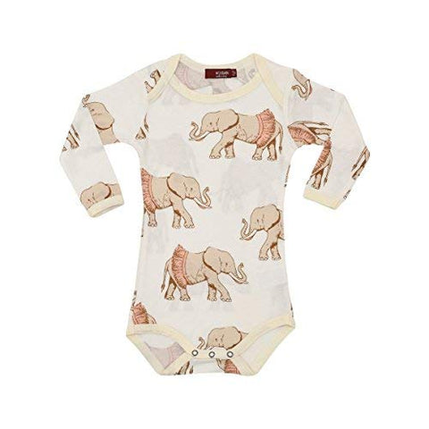 Bamboo Long Sleeve One Piece, Tutu Elephant, 6-12M