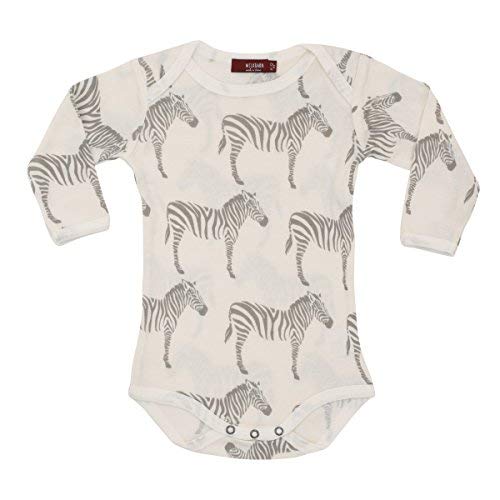 Organic Long Sleeve One Piece, Grey Zebra, 12-18M