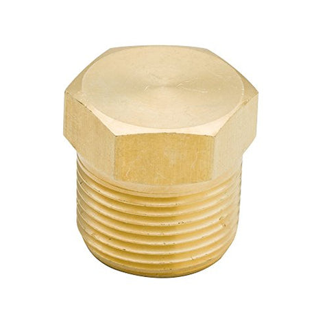 Brass Pipe Fitting - Hex Head Pipe Plug, Male Pipe Thread, Size 0.125