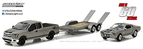 Greenlight 2015 Ford F-150 with 1967 Custom Ford Mustang "Eleanor" on Flatbed Trailer "Gone in Sixty Seconds" Movie (2000) Hollywood Hitch & Tow Series 3 1/64 Diecast Model Cars
