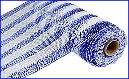 10"X10yd Stripe Mesh - Royal Blue/White
