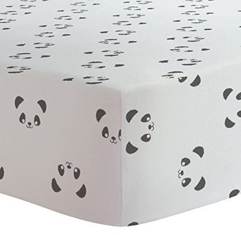 Flannel Crib Sheet, 28" x 52"/71cm x 132cm - Pandas Black & White