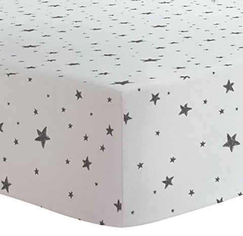 Flannel Crib Sheet, 28" x 52"/71cm x 132cm - Scribble Stars Black & White
