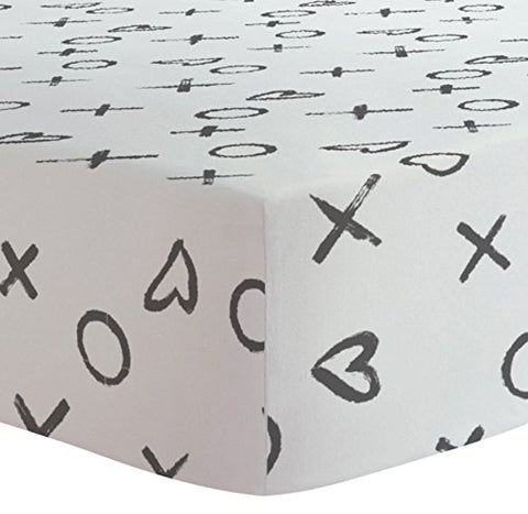 Flannel Crib Sheet, 28" x 52"/71cm x 132cm - XO Black & White