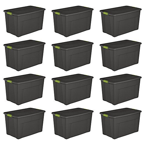 35 Gal. Latch Tote, Flat Gray Lid & Base W/soft Fern Latches, 32 1/2" L X 19 3/4" W X 18 5/8" H